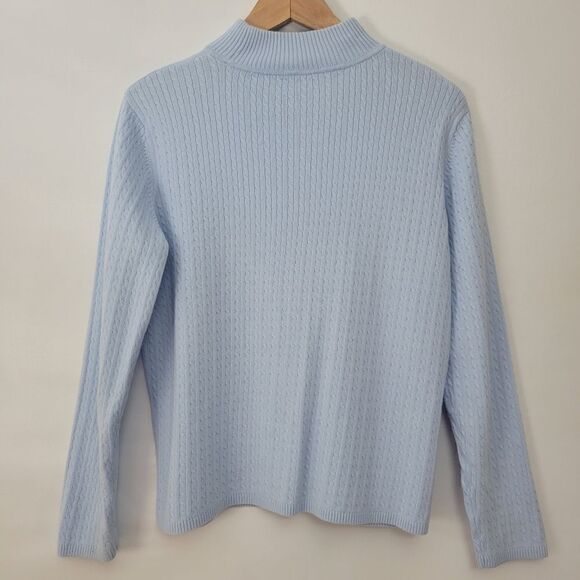 Vintage Baby Blue Cableknit Turtleneck Sweater - Picture 5 of 6
